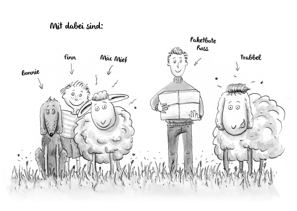 Mäc Mief und die stinkbesonderen Unterhosen - Wer ist dabei: Bonnie, Finn, Mäc Mief, Paketbote Ross und Trabbel