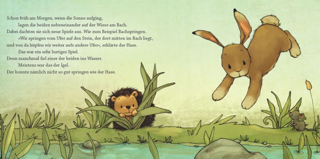 Wir zwei sind Freunde fürs Leben - Hase und Igel spielen am Bach