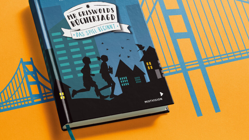 Mr Griswolds Bücherjagd – Das Spiel beginnt: Buch auf gemalter Golden Gate Bridge