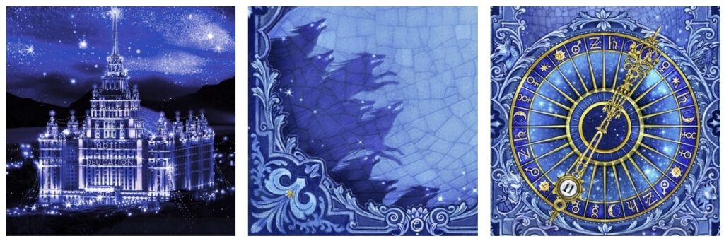 Nevermoor - Hotel Deucallion, die wilde Rauchschattenjagd und die Himmelsuhr dargestellt