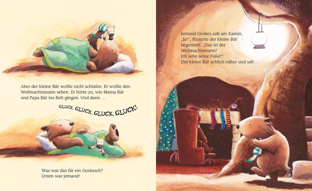 Familie Bär wartet auf den Weihnachtsmann - Der kleine Bär kann nicht einschlafen und ist in der Höhle unterwegs