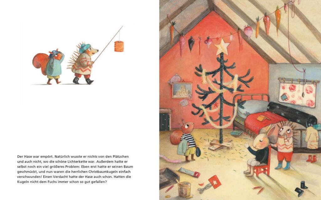 Wer hat Weihnachten gekalut? - Beim Hasen fehlen dem Tannenbaum die Nadeln