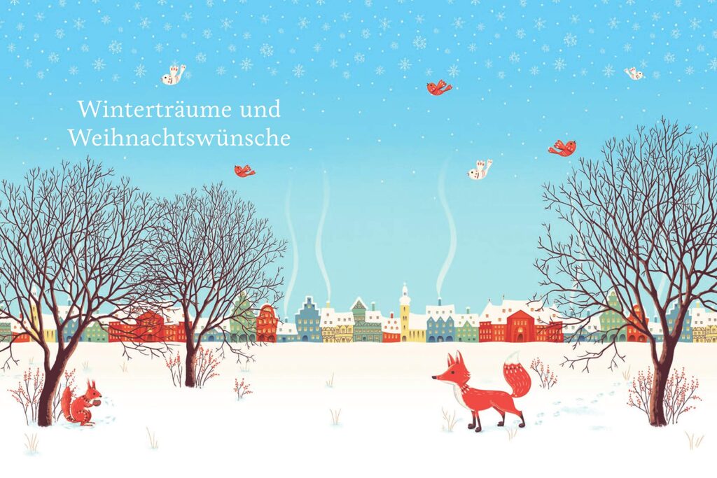 Winter - Das große Lesebuch für die ganze Familie: winterliche Landschaft vor der Stadt