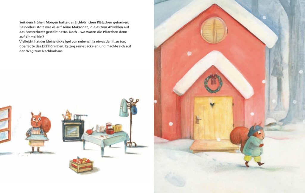 Wer hat Weihnachten gekalut? - Das Eichhörnchen vor seinem Haus und in der Küche beim leeren Blech