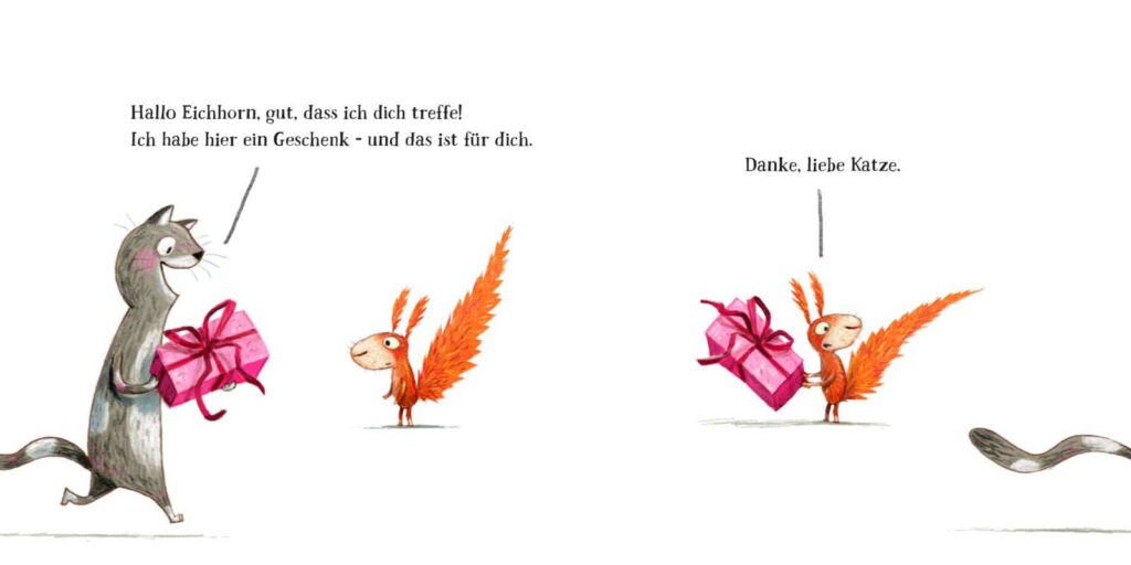 Das ist für Dich - Katze hat ein Geschenk für Eichhörnchen