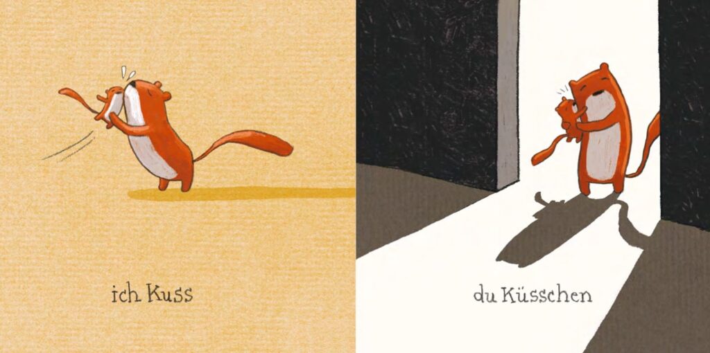 Ich groß, du klein - Der große und das kleine Wiesel geben sich Küsschen