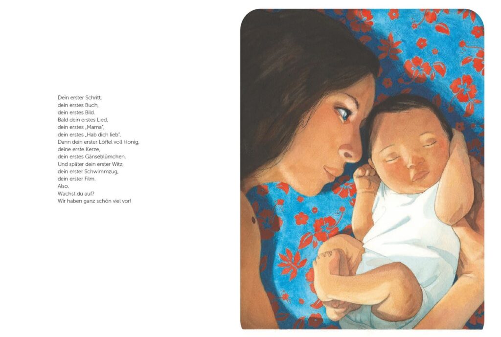 Mama - Mutter mit Baby und Worte zu ersten Malen
