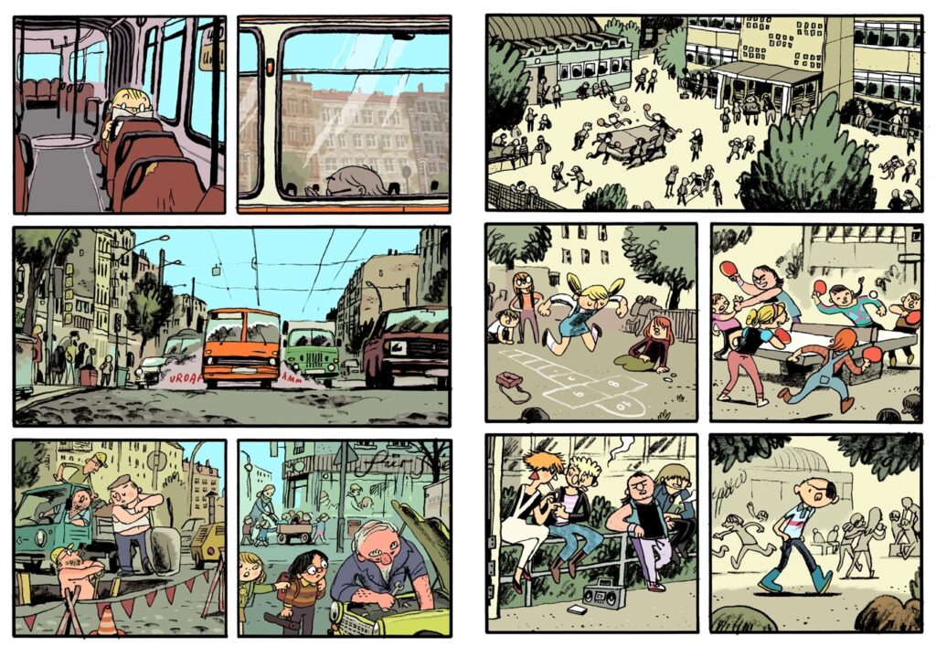 Kinderland: Penels mit Alltagsszenen von Kindern