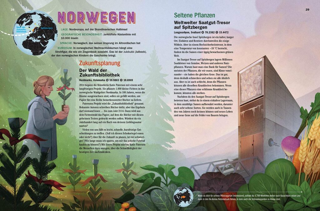Atlas Obscura Kids Edition - Norwegen und seltene Pflanzen bebildert mit Text vorgestellt
