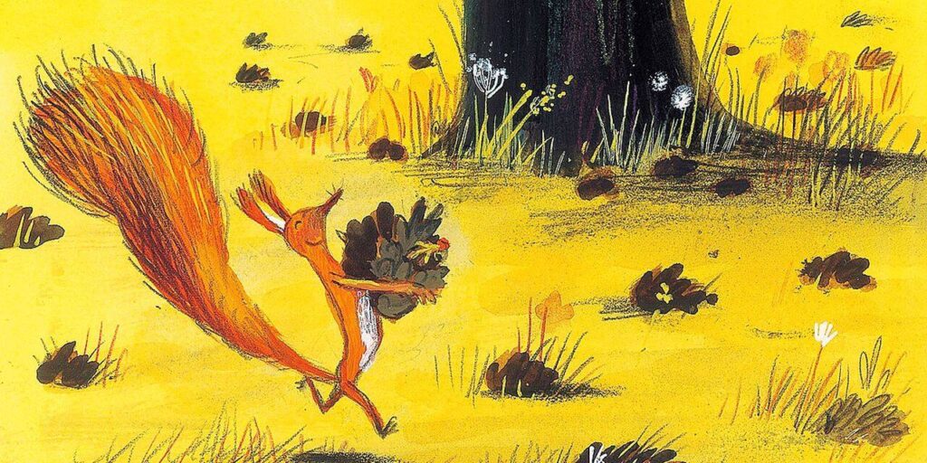 Das ist mein Baum: Eichhörnchen trägt Zapfen