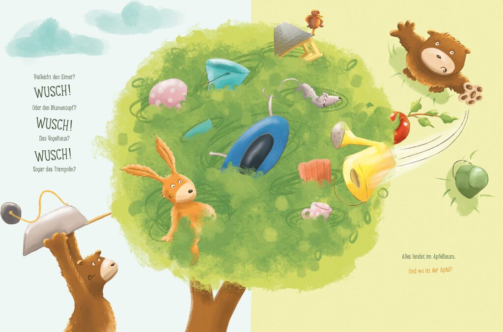 Meiner!: Bär wirft Sachen in den Apfelbaum
