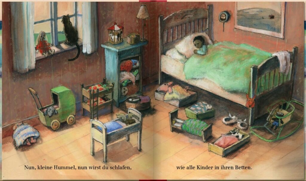 Alle gehen schlafen: Kind im Bett im Kinderzimmer