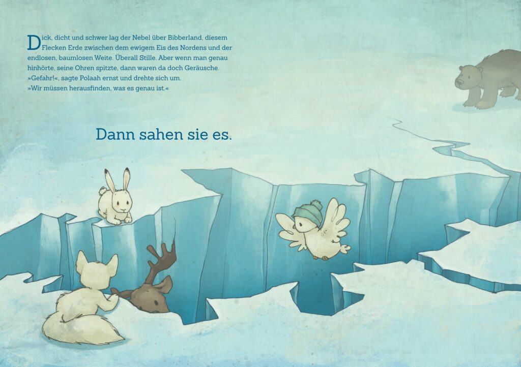 Polaah und das verlorene Rentier: Verunglücktes Rentier in Eisspalte
