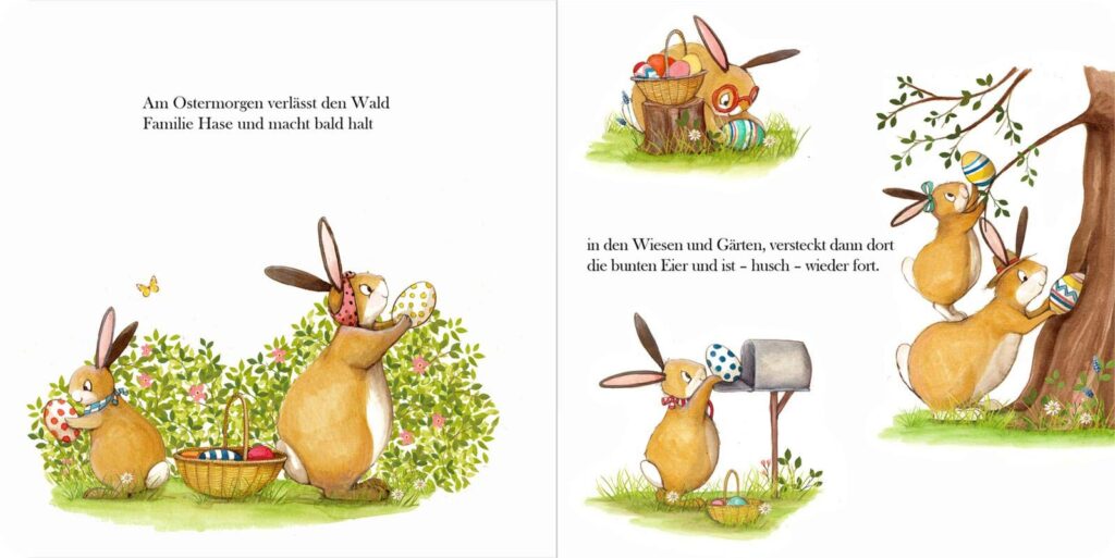 Ostern mit Familie Hase: Familie Hase versteckt die Ostereier