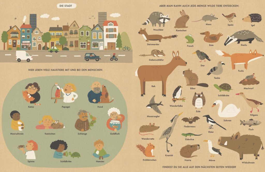 Meine wilden Nachbarn – Tiere in der Stadt: Abbildungen von Haus- und Stadttieren