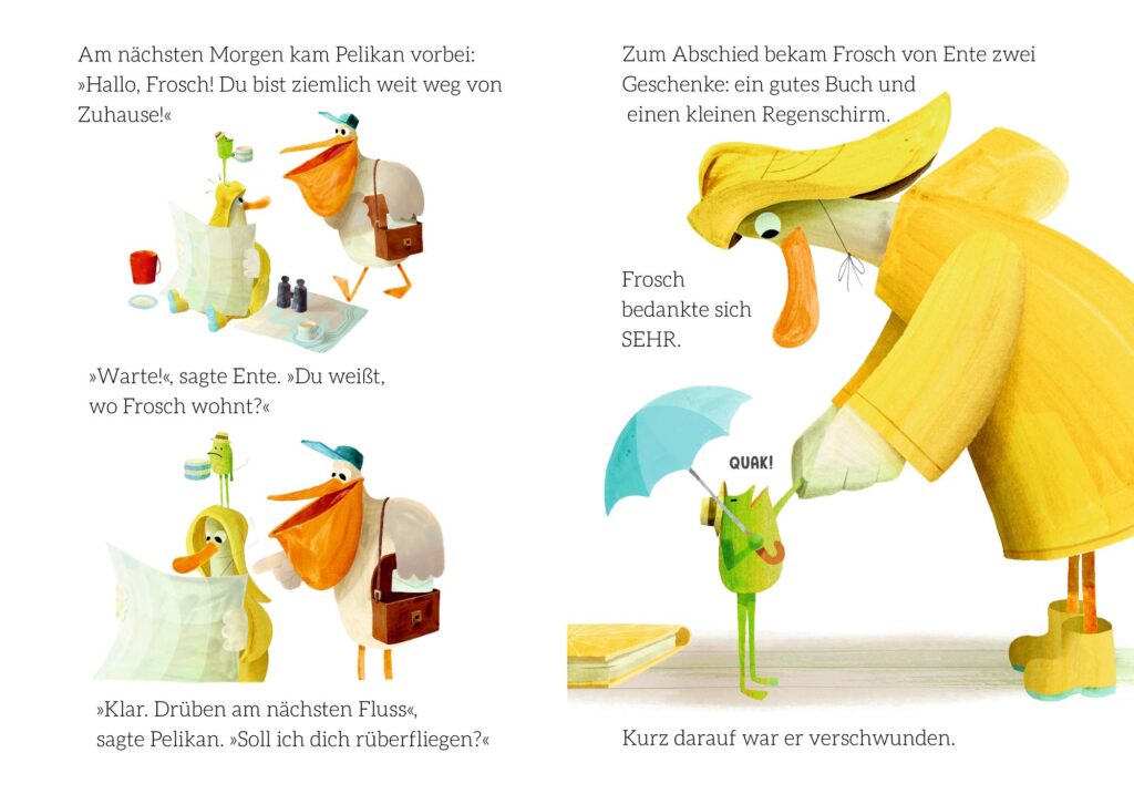Mit dir ist sogar Regen schön - Ente und Frosch