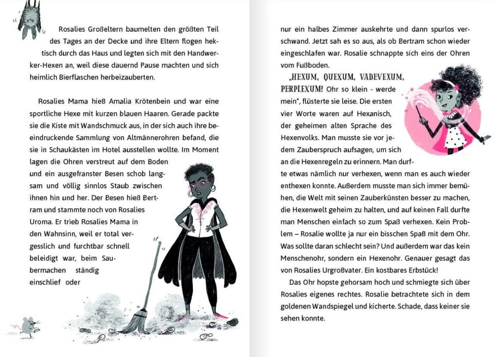 Das magimoxische Hexenhotel - Auch Hexen brauchen Urlaub!: Rosalie und Amalia Krötenbein zwischen dem Text abgebildet