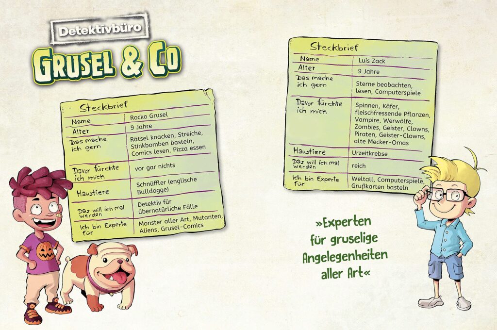 Detektivbüro Grusel & Co: Steckbriefe von Rocko Grusel und Luis Zack