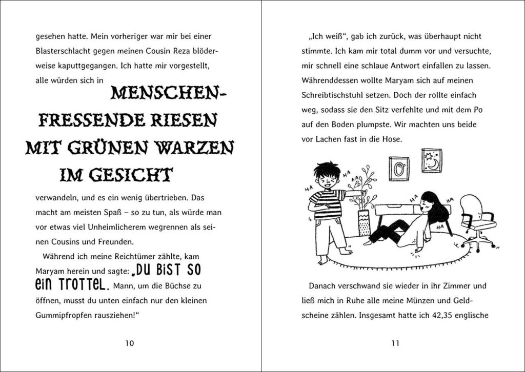 Planet Omar: Omar und Maryam abgebildet zwischen dem Text