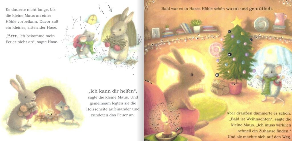 Die kleine Maus feiert Weihnachten: Die kleine Maus beim Hasen