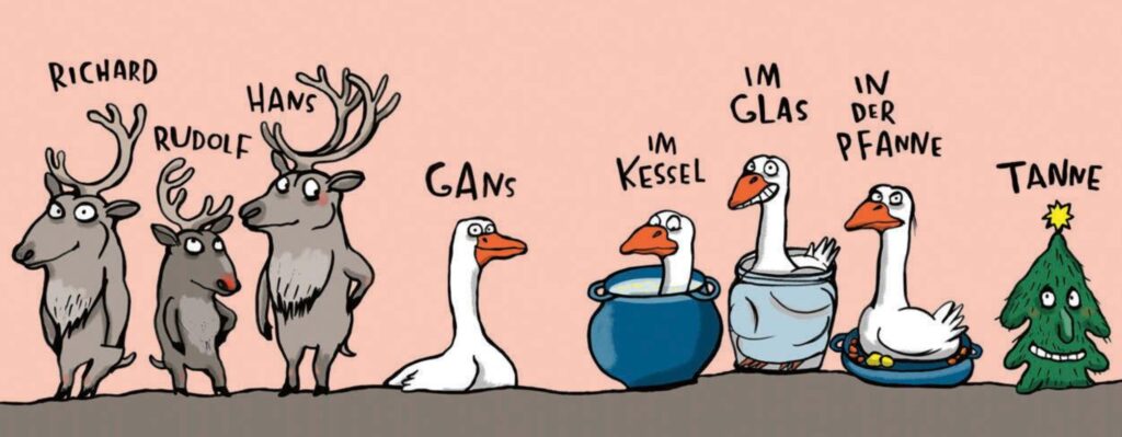 Eins zwei drei Rentier: Rentiere, Gänse und Tanne