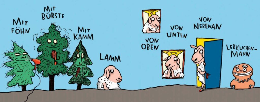 Eins zwei drei Rentier: Tannen, Lämmer und Lebkuchenmann