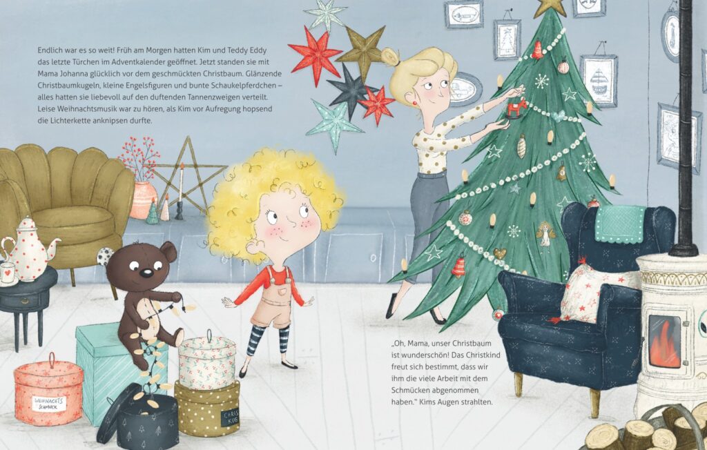Teddy Eddy – Der Weihnachtsengel: Der Christbaum wird von Mama und Kim geschmückt