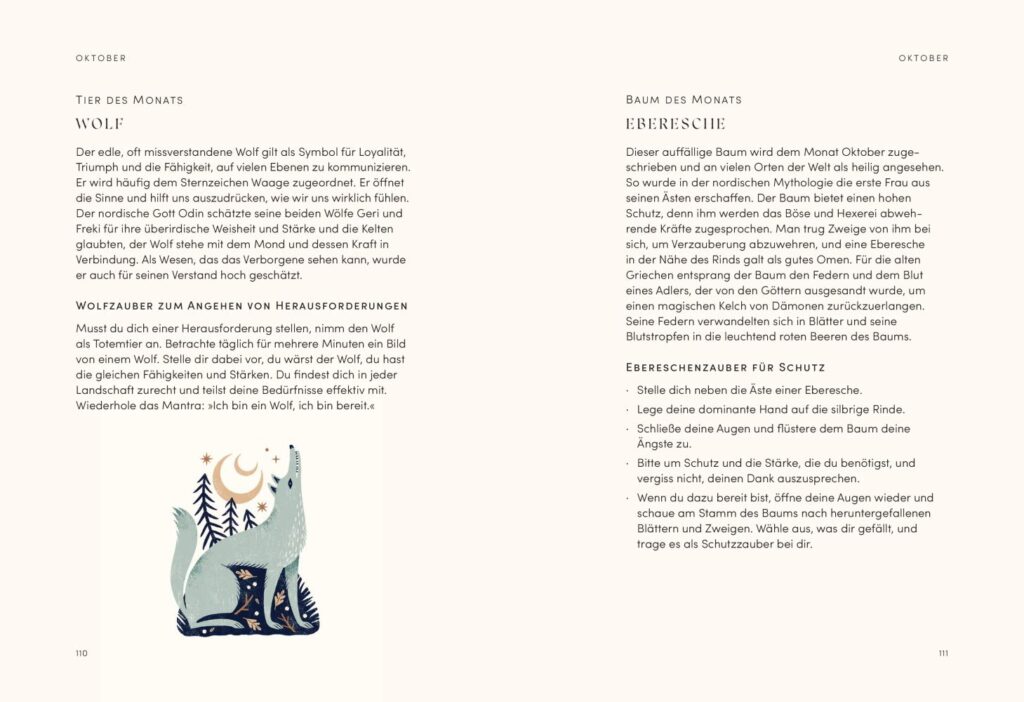 The Mystical Year: Tier und Baum des Monats Oktober sind Wolf und Ebersche