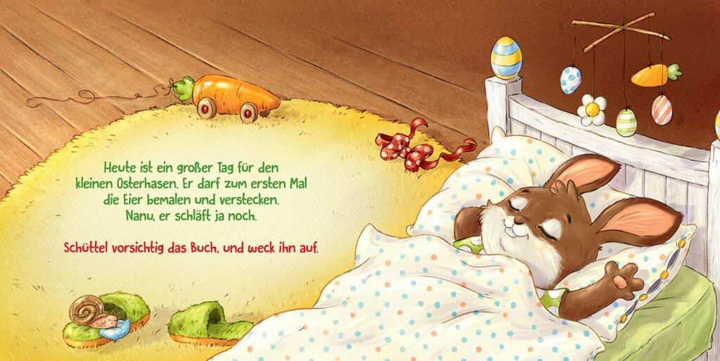 Die Osterhasenwerkstatt - Weck, der kleinen Osterhase im Bett