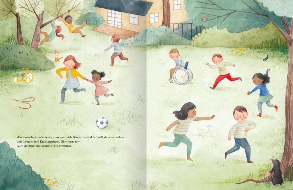 Das alles sind Gefühle: Im Garten spielende diverse Kinder