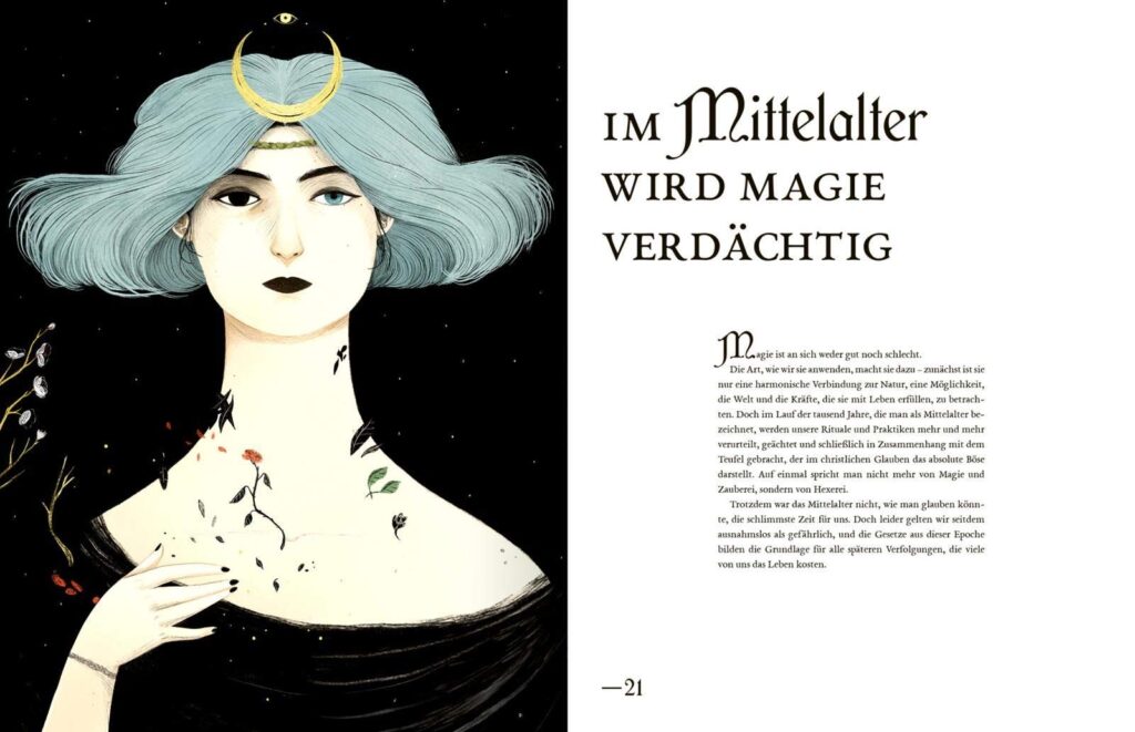 Geheimnisse der Hexen: Magie im Mittelalter beschrieben und eine Frauenabbildung