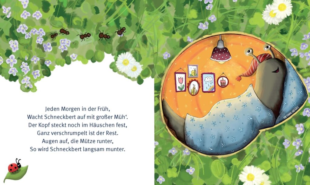 Schneckbert liebt die Ruhe: Schnecke Schneckbert schläft in seinem Haus