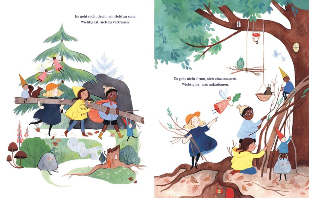 Wichtig ist, dass es dich gibt - Diverse Kinder und magische Wesen miteinander im Wald am Aufbauen