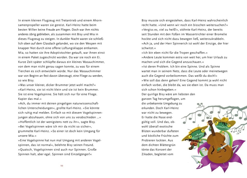 Rumba Summmba: Text mit einer kleinen Illustration von musizierenden Insekten