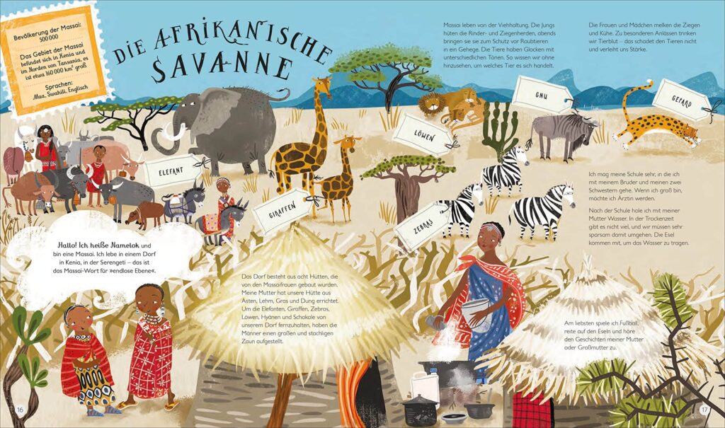 Das ist unsere Welt: Tiere, Menschen und Fakten zur afrikanischen Savanne mit Illustration