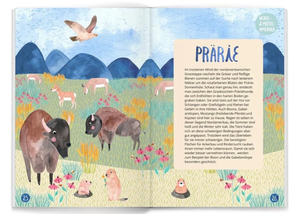 Mein großer bunter Tieratlas: Prärie von Nord- und Mittelamerika beschrieben und gemalt