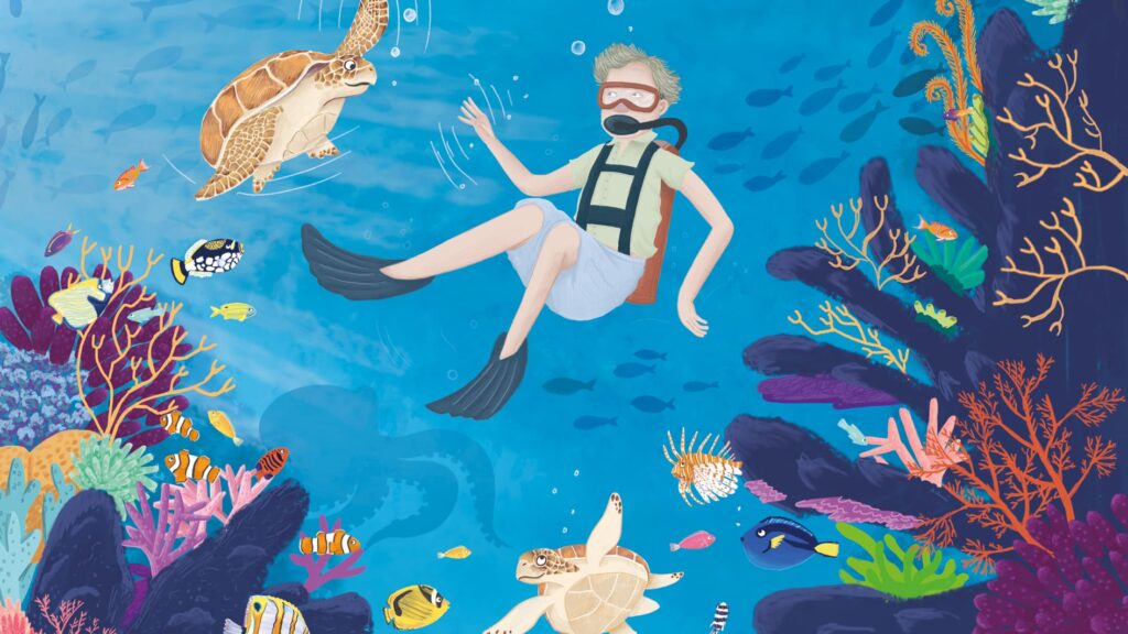 Sir David Attenborough – Ein Leben für die Tiere: Mann im Great Barrier Reef unter Wasser