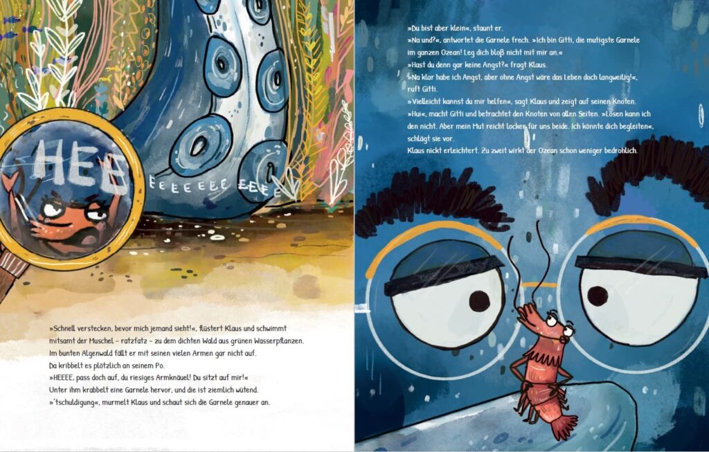 Lass es raus, Knotenklaus: Garnele Gitti und Oktopus Klaus