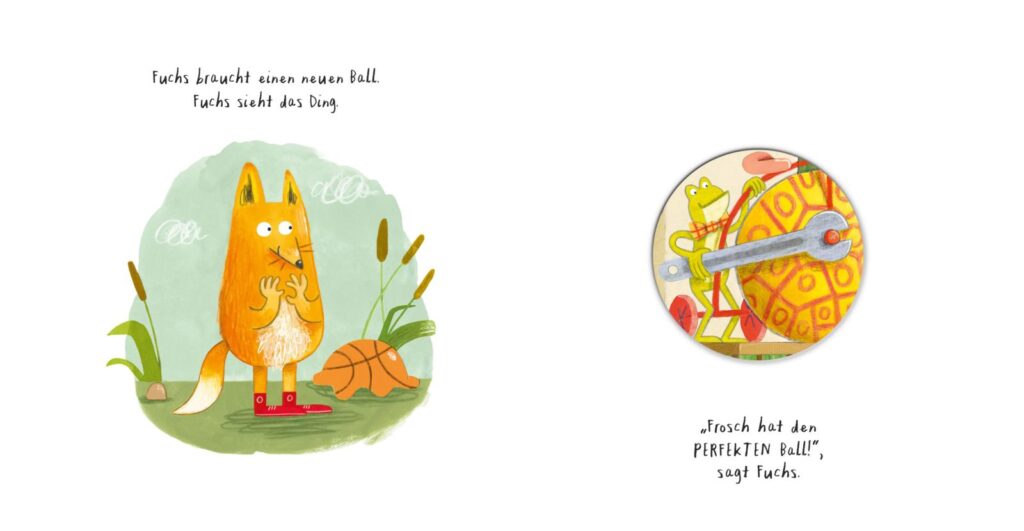 MEINS!: Fuchs sieht einen Ball beim Frosch