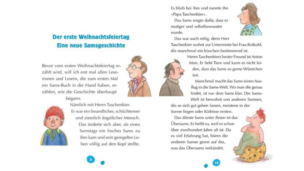 Das Sams und die große Weihnachtssuche: Text mit Vorstellung und kleinen Abbildungen vom Sams, Herrn Taschenbier, Frau Rotkohl und Herrn Mon