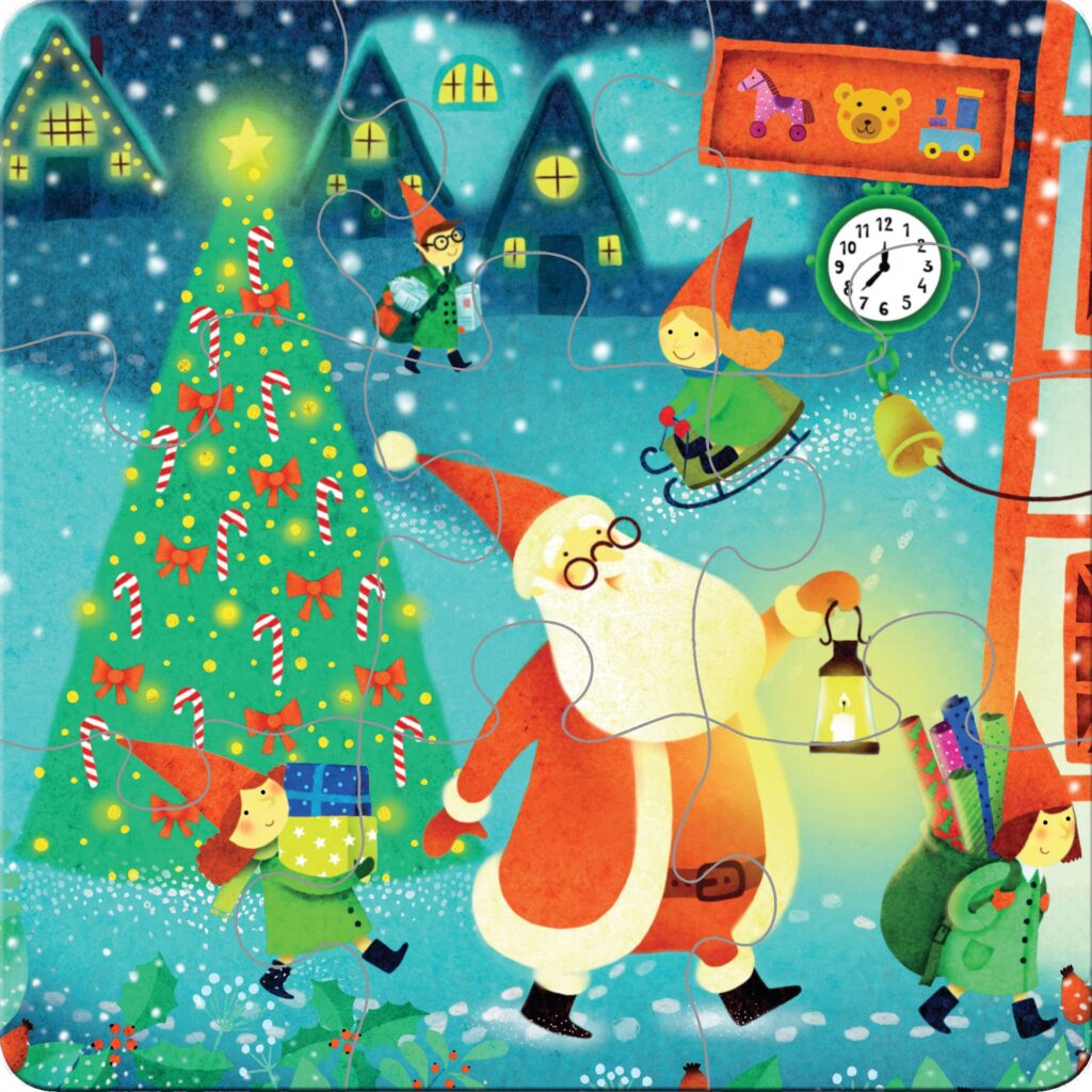 Erstes Puzzle und Buch - Der Weihnachtsmann: 9 Teile Puzzel zusammengesetzt