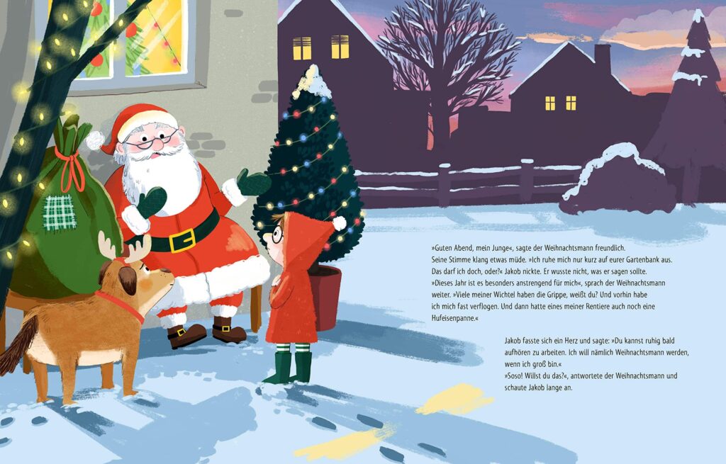 Ich werde Weihnachtsmann: Jakob und der Weihnachtsmann reden vor dem Haus