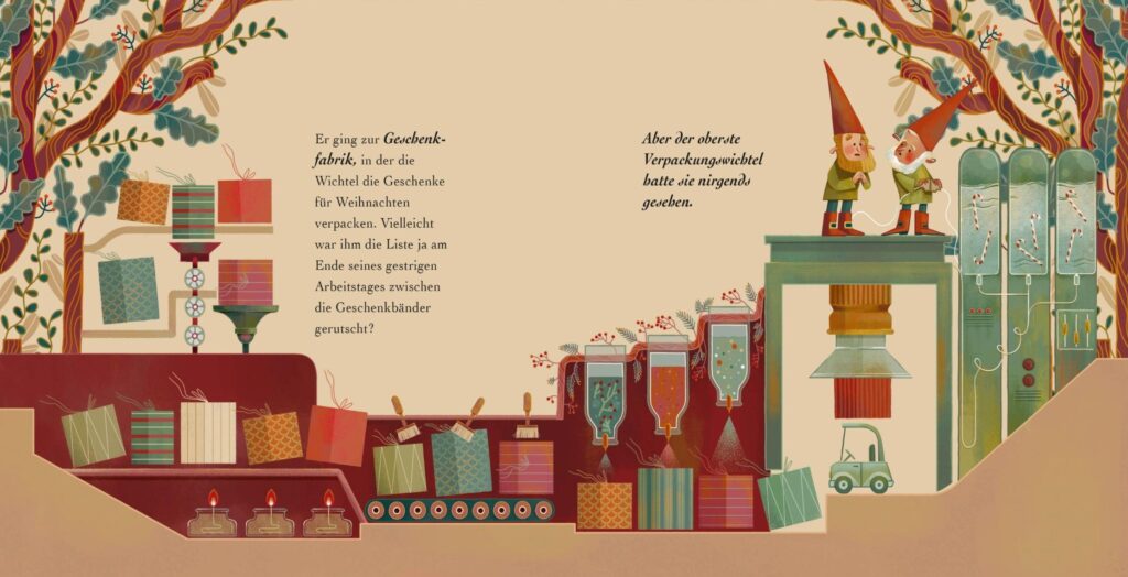 Deine zauberhafte Weihnachtsnacht-Spielbox: Zwei Weihnachtselfen bei der Geschenkefabrik