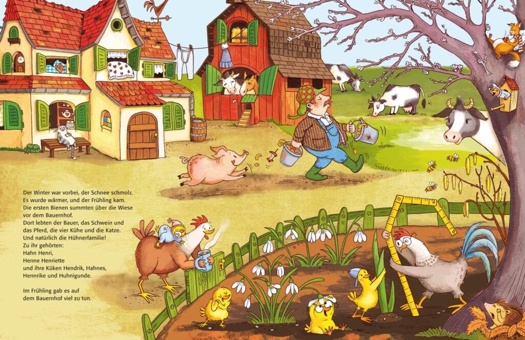 Henri und Henriette - Die Eier sind weg: Bauernhofszene mit Tieren und Bauer