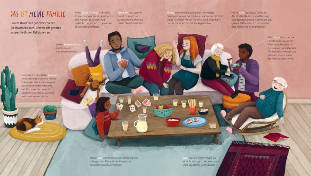 Und doch sind alle Äpfel rund: Jojos diverse Familie auf dem Sofa sitzend