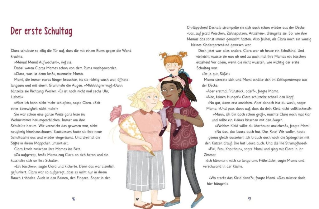 So sind Familien: Clara mit Mama und Mami zwischen Text
