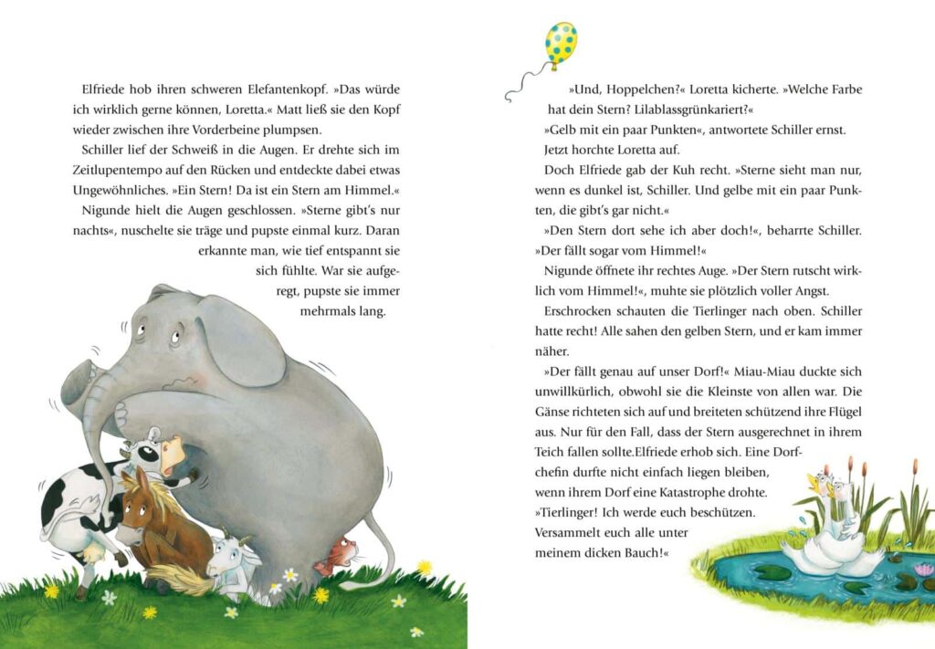 Tierisch klasse!: Neben Text kauern sich Tiere ängstlich zusammen wegen einem Luftballon