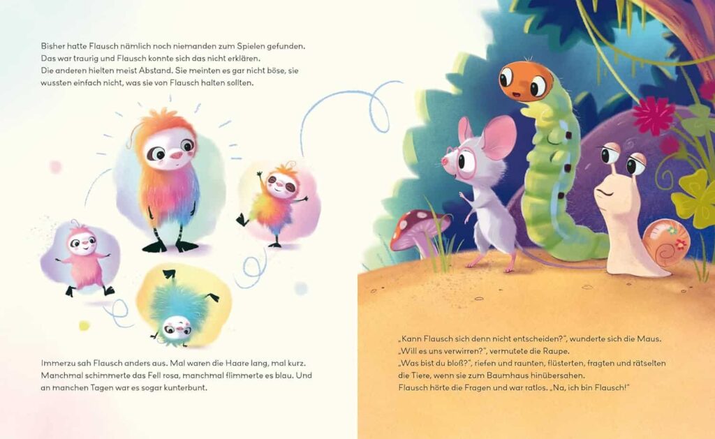 Flausch: Maus, Raupe und Schnecke schauen zu Flausch