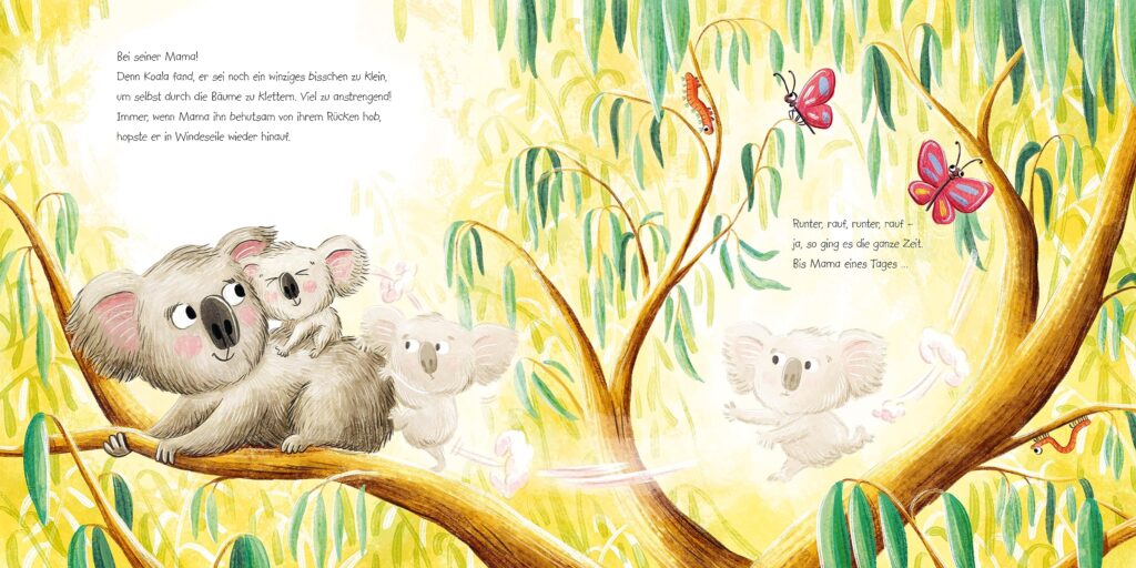 Verschwunden? Gefunden!: Koala bei Mama durch die Bäume kletternd