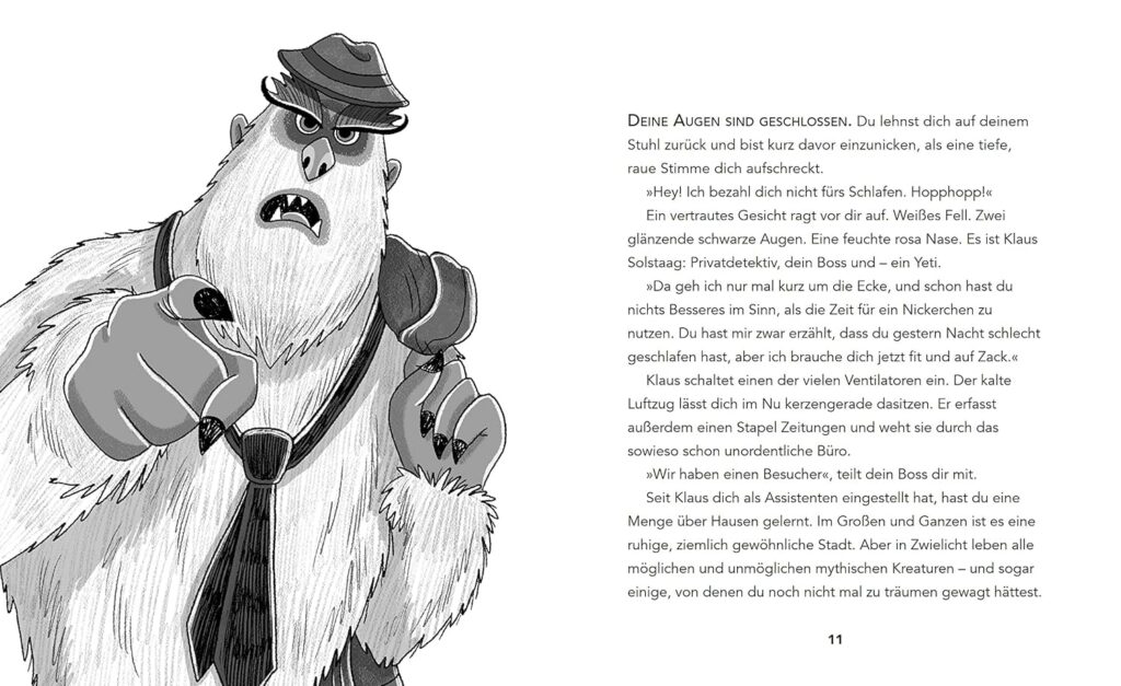 Ein Fall für DICH – Die Monster-Maschine - Privatdetektiv Klaus Solstaag abgebildet neben Text